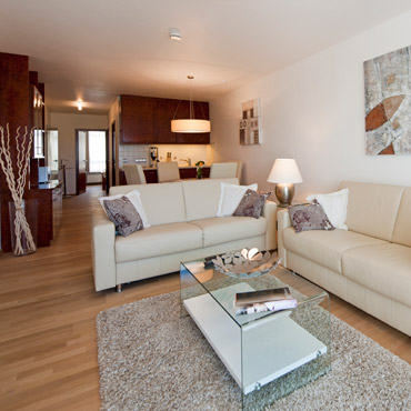 Ledergarnitur in der Ferienwohnung Norderney